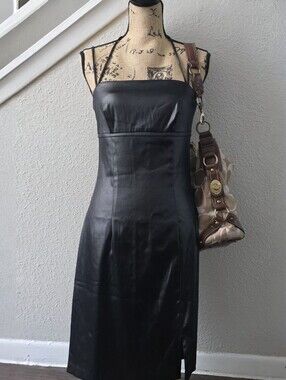 Vintage City Triangles Black Formal Dress Goth Prom Slit Size 9